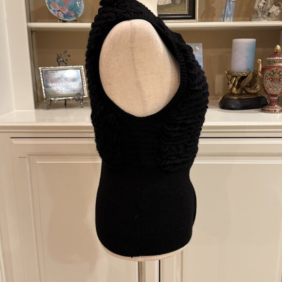 🖤 BCBGMAXAZRIA Black Textured Alpaca Blend Knit Vest – Size Small - Picture 5 of 9